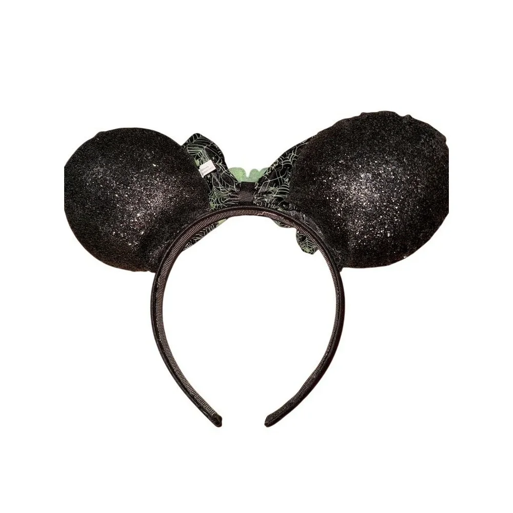 Disney Parks Halloween Mickey Mouse Ears‎ Headband Black Glitter